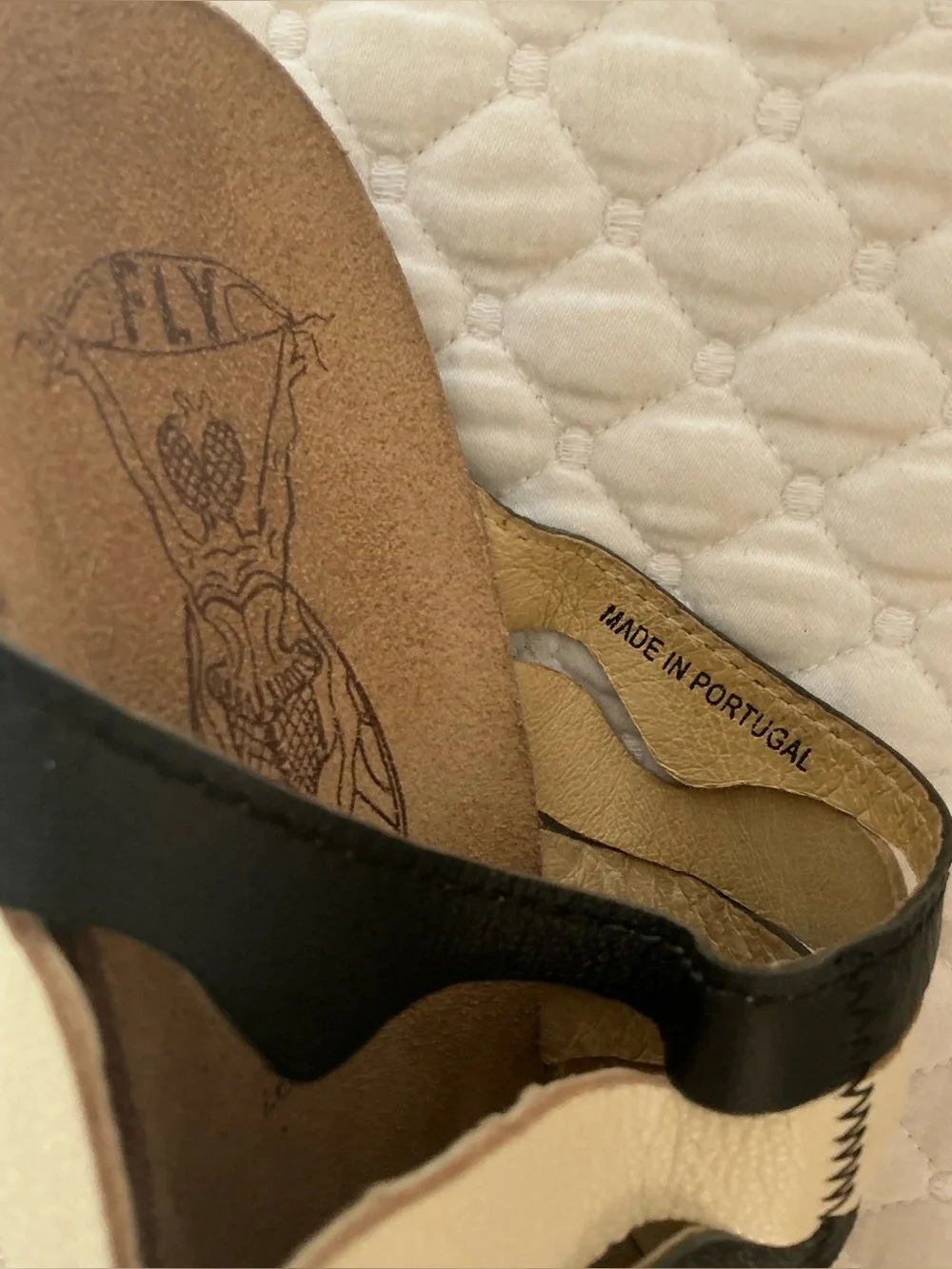 Fly London Wynt Zebra Stripe Leather Low Wedge Slide Sandals 39 (8-8,5 US)